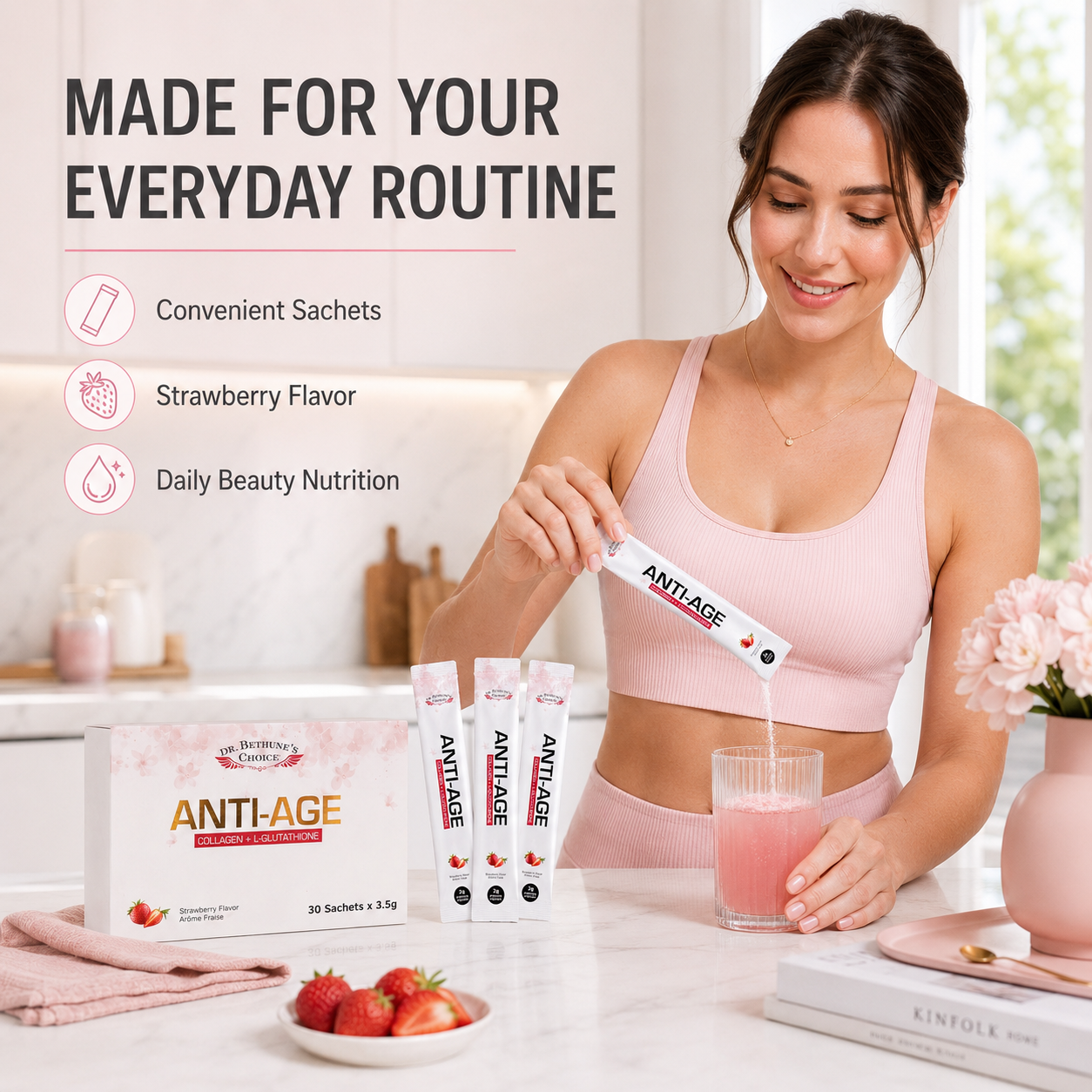 Anti-Age Collagen strawberry drink mix lifestyle image